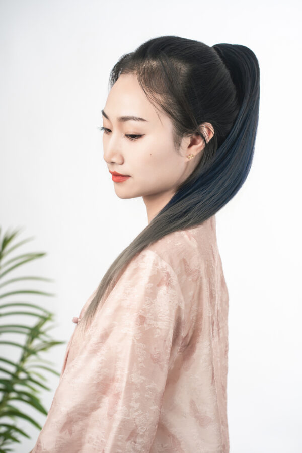 Ponytail Extension Straight - Ombre - Three Color Haze Blue