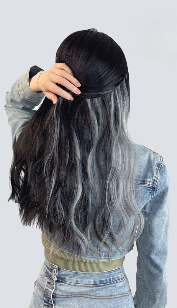 Hair Extension Curly -Highlight-Water Wave- Gray - Image 5